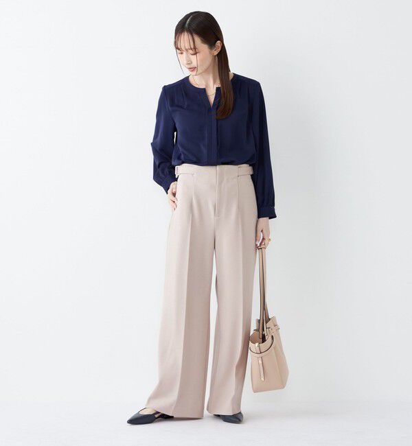 SHIPS Colors 「《予約》SHIPS Colors:〈手洗い可能〉2WAY ノーカラー ブラウス◆」|シャツ・ブラウス|