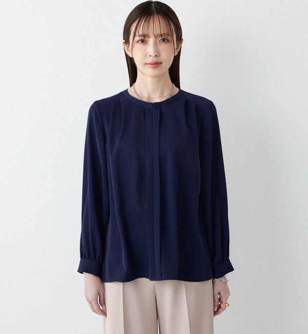 SHIPS Colors 「《予約》SHIPS Colors:〈手洗い可能〉2WAY ノーカラー ブラウス◆」|シャツ・ブラウス|