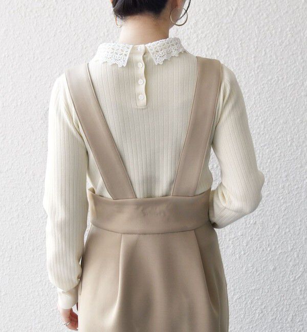 SHIPS any「《予約》SHIPS any:〈手洗い可能〉2WAY レース カラー リブ ニット プルオーバー」|ニット・セーター|