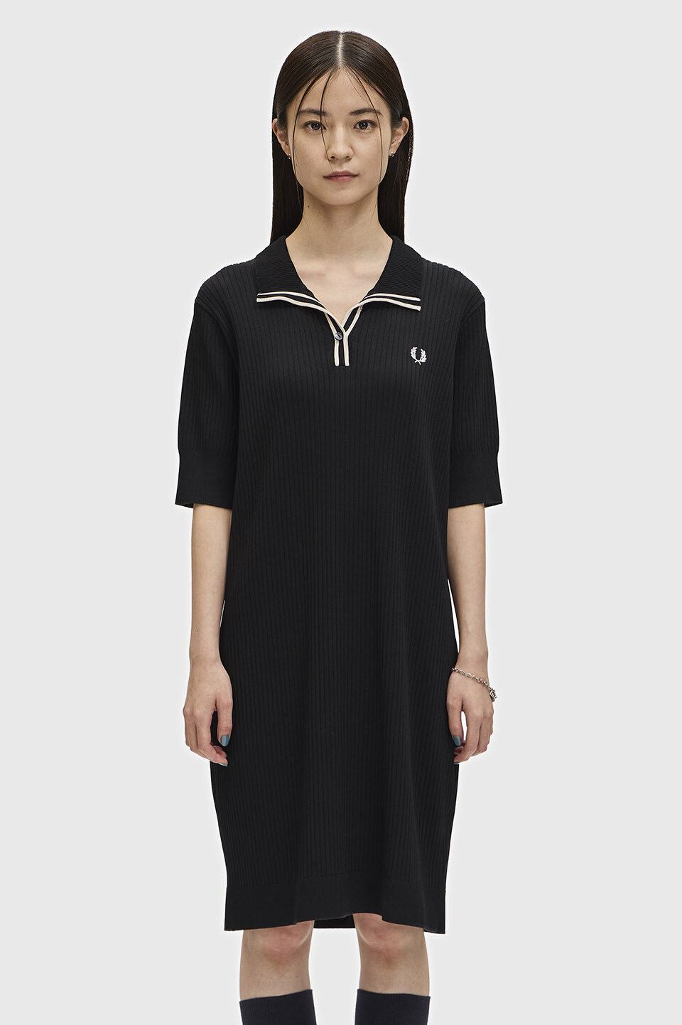 FRED PERRY 「Ribbed Knitted Polo Dress」|ワンピース|BLACK