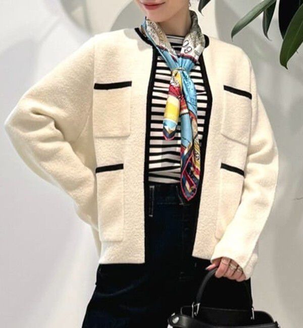 美品✨ ボールジィ 22年 ウールナイロンブークレーフロントオープンカーディガン Ballsey ウールナイロンブークレー フロントオープンカーディガン