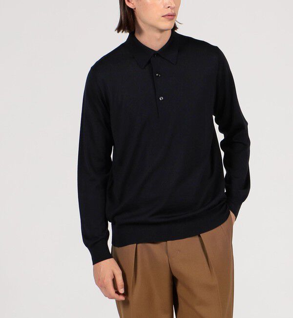 TOMORROWLAND MENS「TOMORROWLAND TRICOT スーパーファインメリノウール ニットポロシャツ S WOOL」|ニット・セーター|