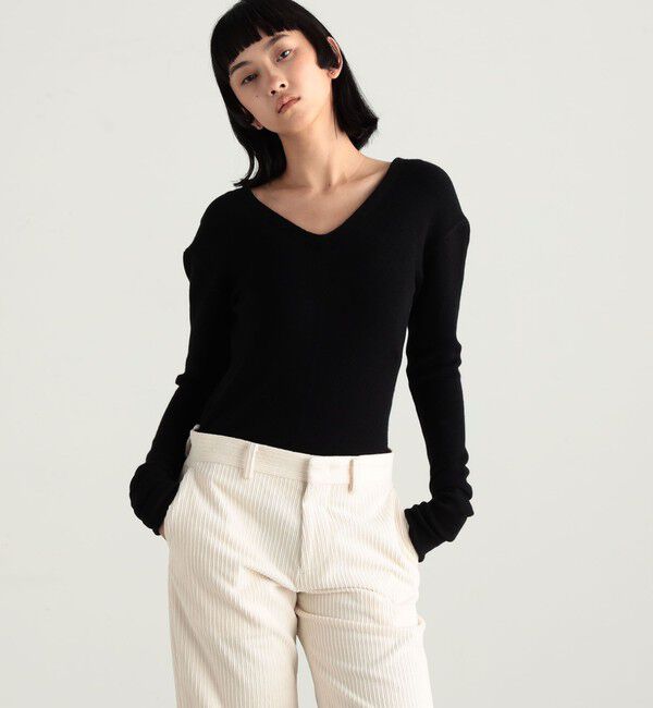 Edition「ストレッチラムVネックプルオーバー」|ニット・セーター|