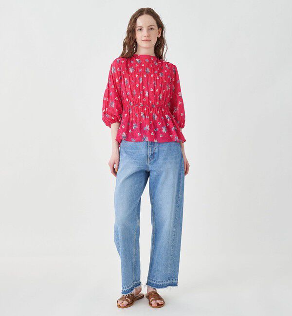 SOULEIADO「コットンジョーゼットプリント シャーリングブラウス」|シャツ・ブラウス|