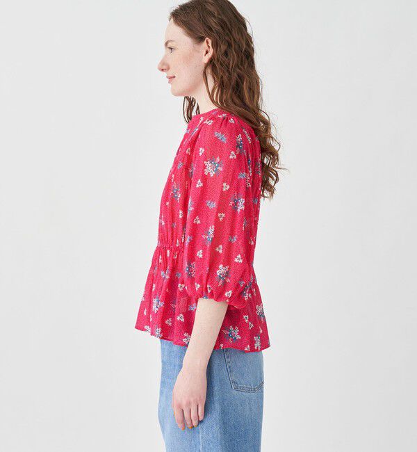 SOULEIADO「コットンジョーゼットプリント シャーリングブラウス」|シャツ・ブラウス|