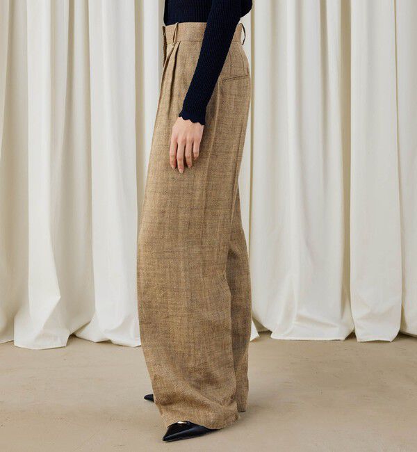 DES PRES「リネンシルクコットンヘリンボーン ワイドシルエットパンツ」|チノ|