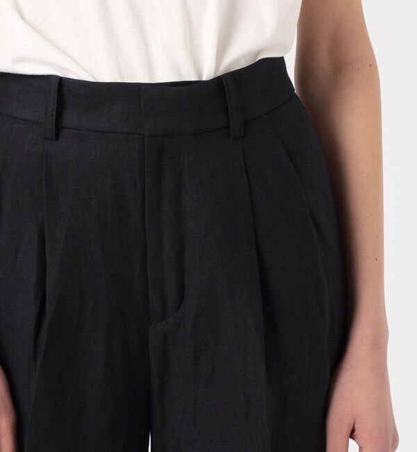 MACPHEE「リネンレーヨンツイル タックワイドパンツ」|スラックス|