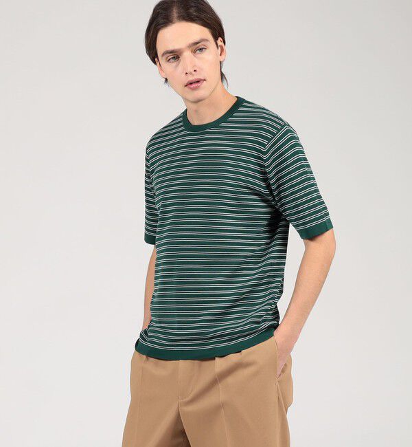 TOMORROWLAND MENS「TOMORROWLAND tricot シーアイランドコットン ハーフスリーブクルーネックニット」|ニット・セーター|