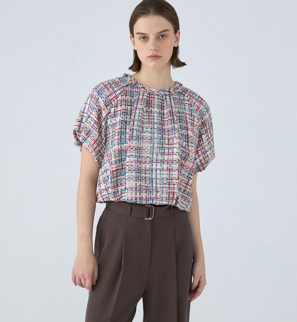 Ballsey「モザイクツイード パフブラウス」|シャツ・ブラウス|