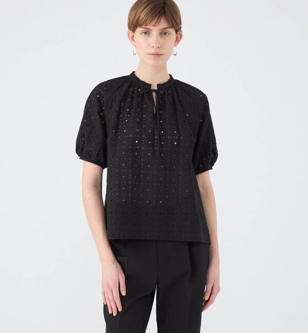 Ballsey「ボイルスクエアエンブロイダリー パフスリーブブラウス」|シャツ・ブラウス|