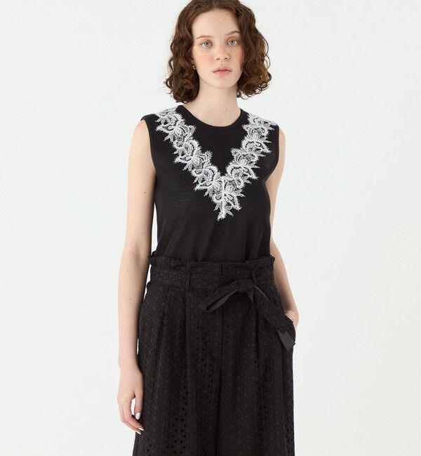 Ballsey「レーステープコンビ ノースリーブプルオーバー」|ニット・セーター|