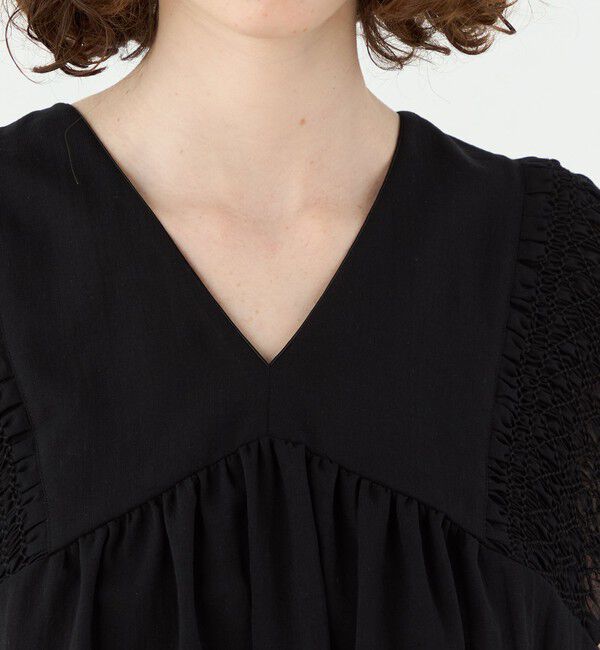 Ballsey「コットンクレープ Vネックブラウス」|シャツ・ブラウス|