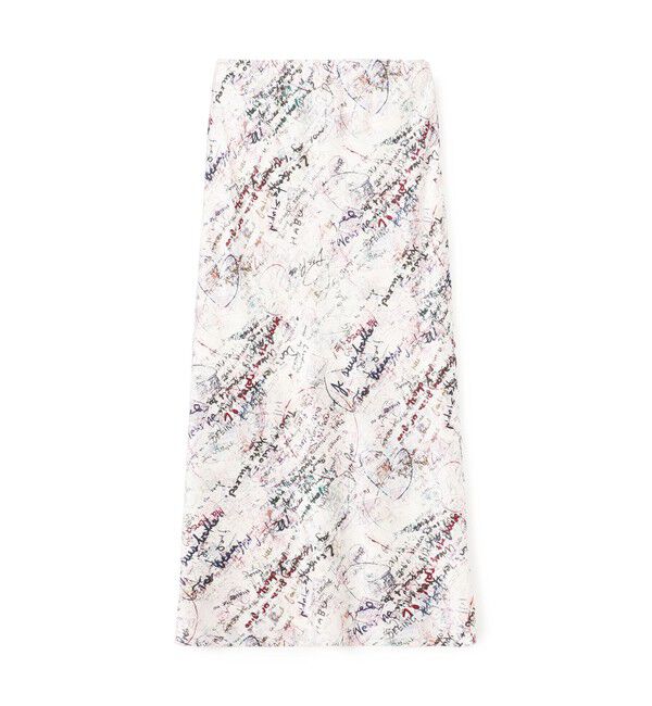 DES PRES「メッセージ ウォールプリント エラスティックストレートスカート」|タイト|12 ホワイト系