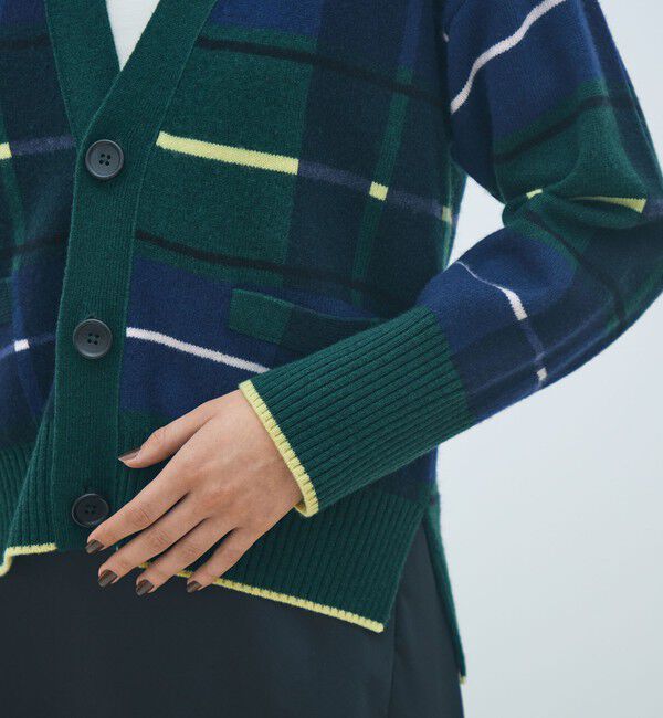 MACPHEE「NZ LAMBS プリント Vネックカーディガン」|カーディガン|