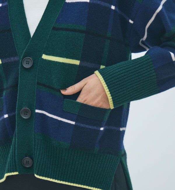 MACPHEE「NZ LAMBS プリント Vネックカーディガン」|カーディガン|