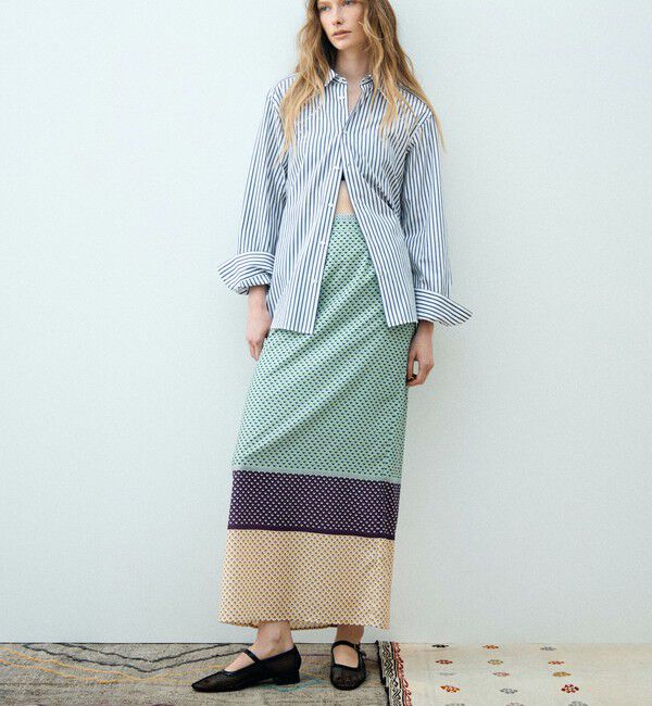 SOULEIADO「パネルプリント ナロースカート」|タイト|64 マルチカラー系