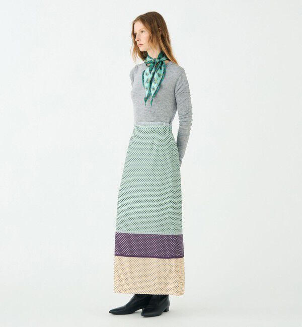 SOULEIADO「パネルプリント ナロースカート」|タイト|