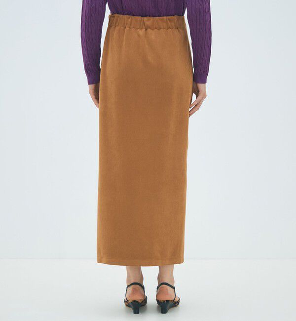 MACPHEE「フェイクスエード Iラインマキシスカート」|タイト|