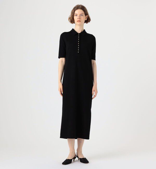 Ballsey「ウールポリエステルパールコンビ ポロロングワンピース」|ワンピース|