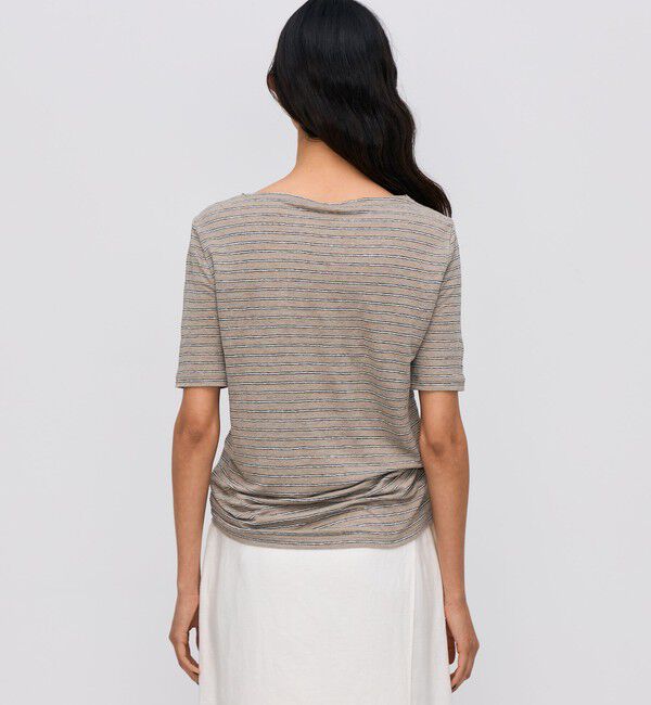 BACCA「リネンボーダー ハーフスリーブTシャツ」|Tシャツ・カットソー|