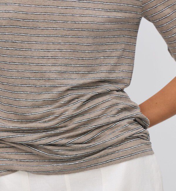 BACCA「リネンボーダー ハーフスリーブTシャツ」|Tシャツ・カットソー|