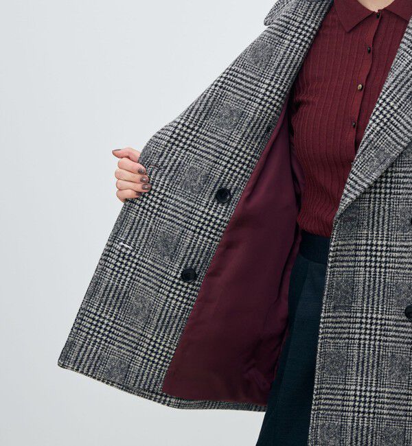 TOMORROWLAND collection「ウールカシミヤグレンチェック ダブルブレストコート」|ピーコート|