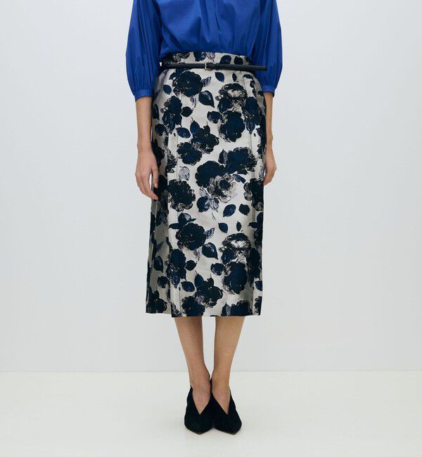 TOMORROWLAND collection「【WEB先行予約】フラワージャカード サイドベントIラインスカート」|タイト|