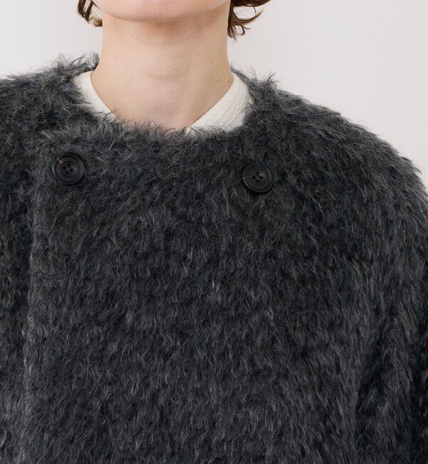 GALERIE VIE「ルスクアンゴラ カラーレスコート」|ノーカラーコート|