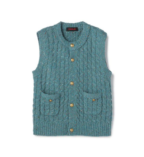 CABaN「ウールネップ ケーブルニットベスト」|ベスト・ジレ|63 ライトブルー