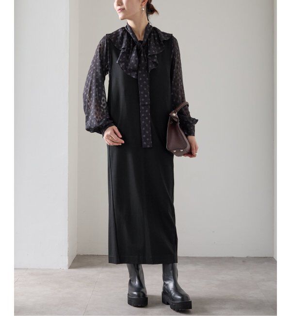 VERMEIL par iena「コンパクトジャージナローワンピース」|ワンピース|ブラック