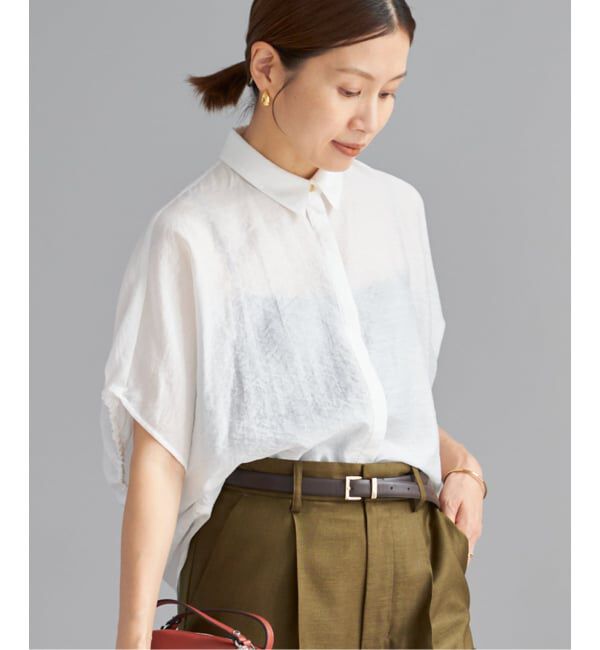 IENA「《追加》リネン混 襟付きブラウス」|シャツ・ブラウス|