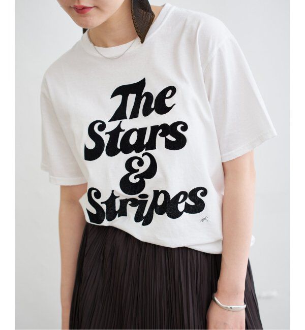 IENA「COUTURE D&rsquo;ADAM/クチュールドアダム TheStars&Stripes Tシャツ」|Tシャツ・カットソー|ブラック