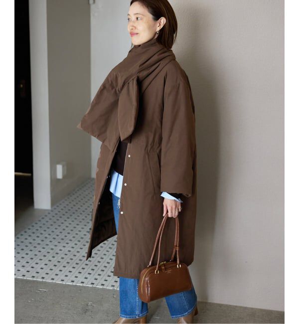 ストール付き/WEB限定》中綿ストール付きノーカラーコート（SLOBE IENA