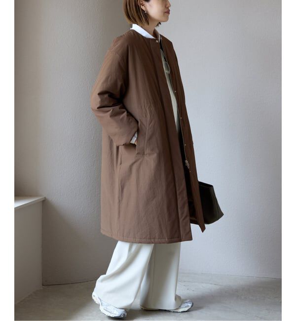 ストール付き/WEB限定》中綿ストール付きノーカラーコート（SLOBE IENA