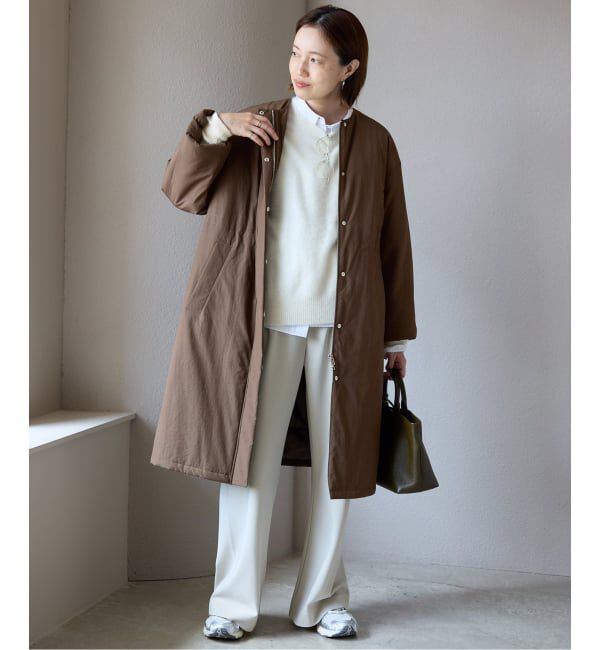 ストール付き/WEB限定》中綿ストール付きノーカラーコート（SLOBE IENA