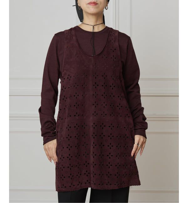 IENA LA BOUCLE「IENA LA BOUCLE Punching Suede 2WAY Vest」|ダウンベスト・ベスト|ボルドー