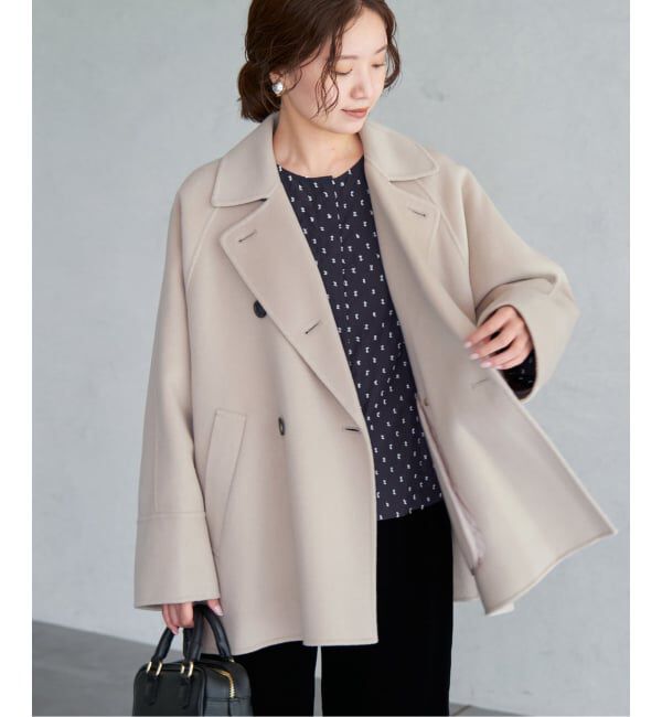 IENA「《WEB限定/追加2》スーパー160ダブルフェイスショートコート」|その他|ベージュ