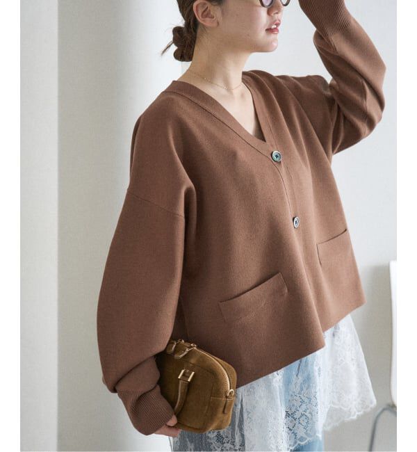 IENA「《追加4》スーパーファインスムース ショートカーディガン」|カーディガン|