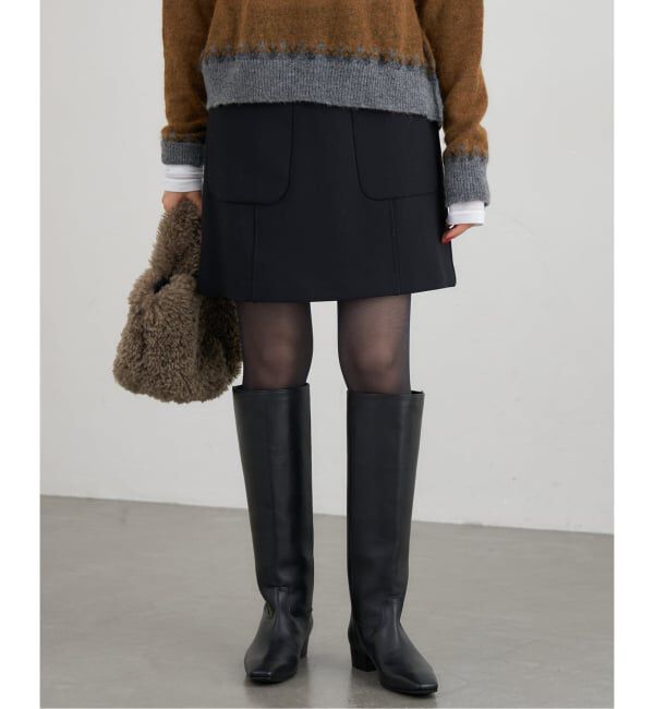 IENA「《追加》FLEXウールライトミニスカート」|スカート|ブラック