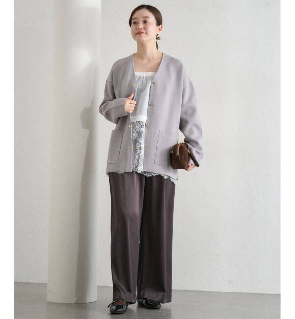 IENA「《追加》ドットボタンVネックカーディガン」|カーディガン|