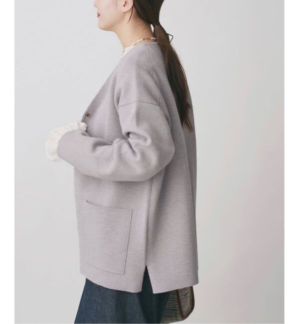 IENA「《追加》ドットボタンVネックカーディガン」|カーディガン|