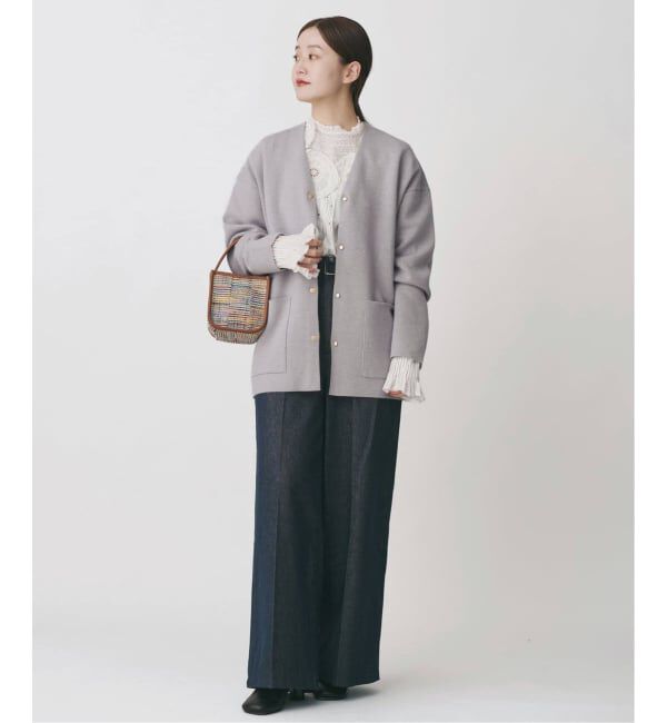IENA「《追加》ドットボタンVネックカーディガン」|カーディガン|