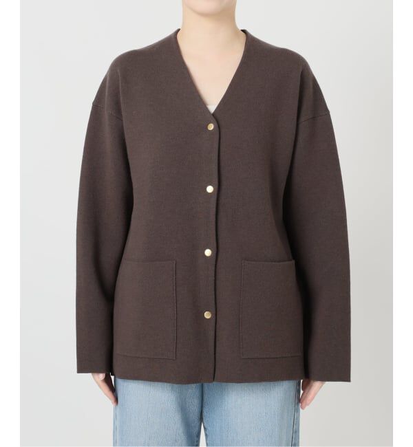 IENA「《追加》ドットボタンVネックカーディガン」|カーディガン|