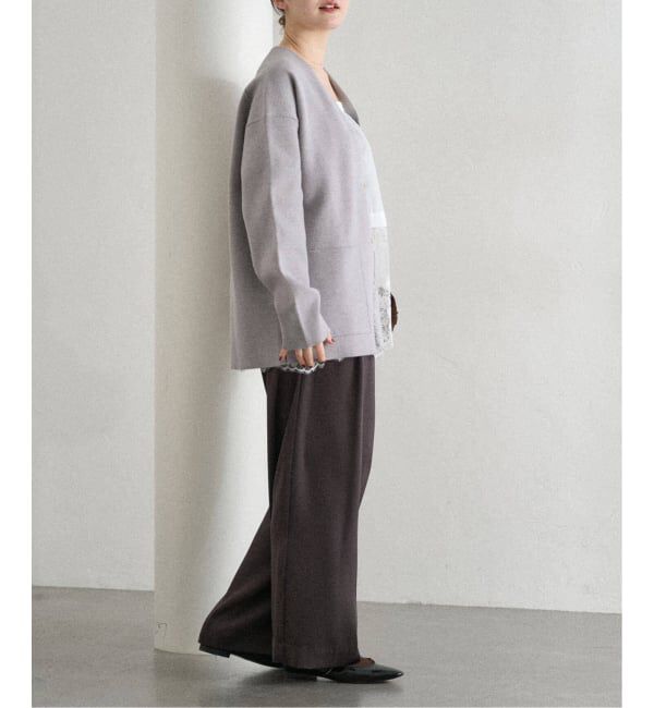 IENA「《追加》ドットボタンVネックカーディガン」|カーディガン|