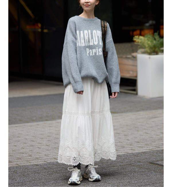 SLOBE IENA「《WEB限定/追加予約》コットンボイルケミカルレーススカート」|スカート|