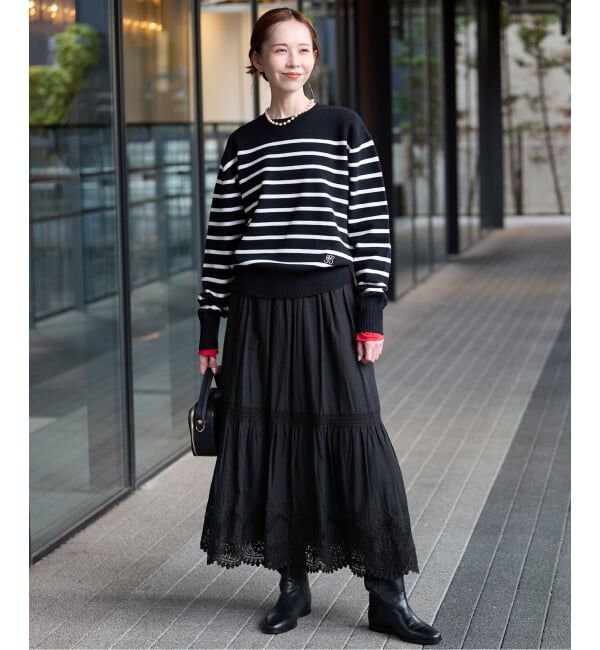 SLOBE IENA「《WEB限定/追加予約》コットンボイルケミカルレーススカート」|スカート|