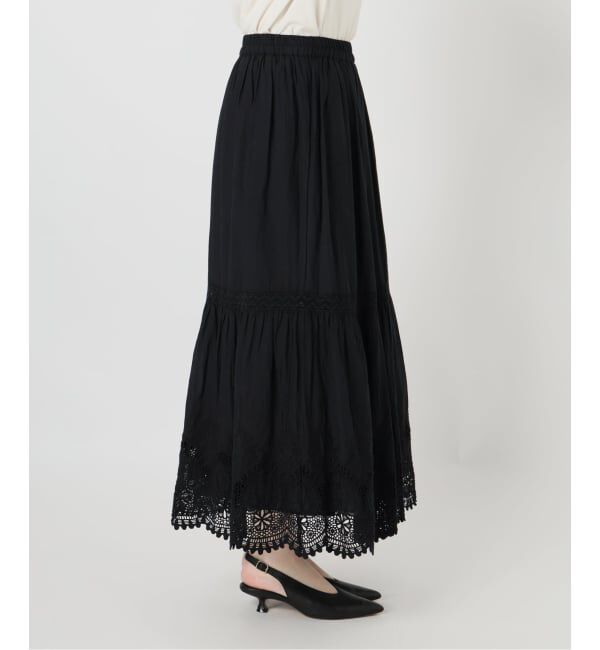 SLOBE IENA「《WEB限定/追加予約》コットンボイルケミカルレーススカート」|スカート|