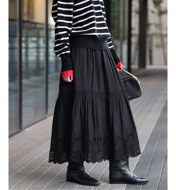 SLOBE IENA「《WEB限定/追加予約》コットンボイルケミカルレーススカート」|スカート|