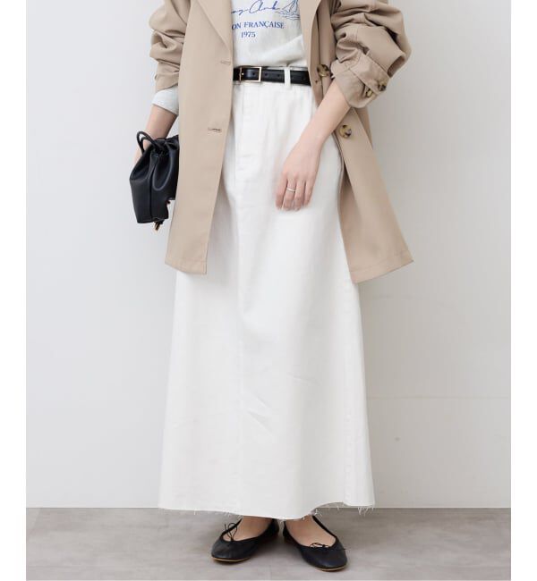 SLOBE IENA「《予約》LE DENIM BOXY TUCK デニムスカート」|スカート|ホワイト