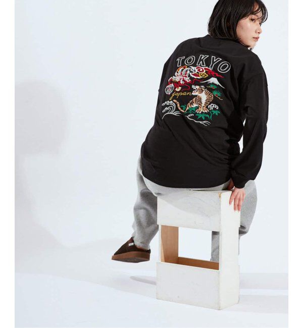Paris Saint-Germain「【Paris Saint-Germain】刺しゅう ロングスリーブTシャツ 龍虎」|Tシャツ・カットソー|ブラック